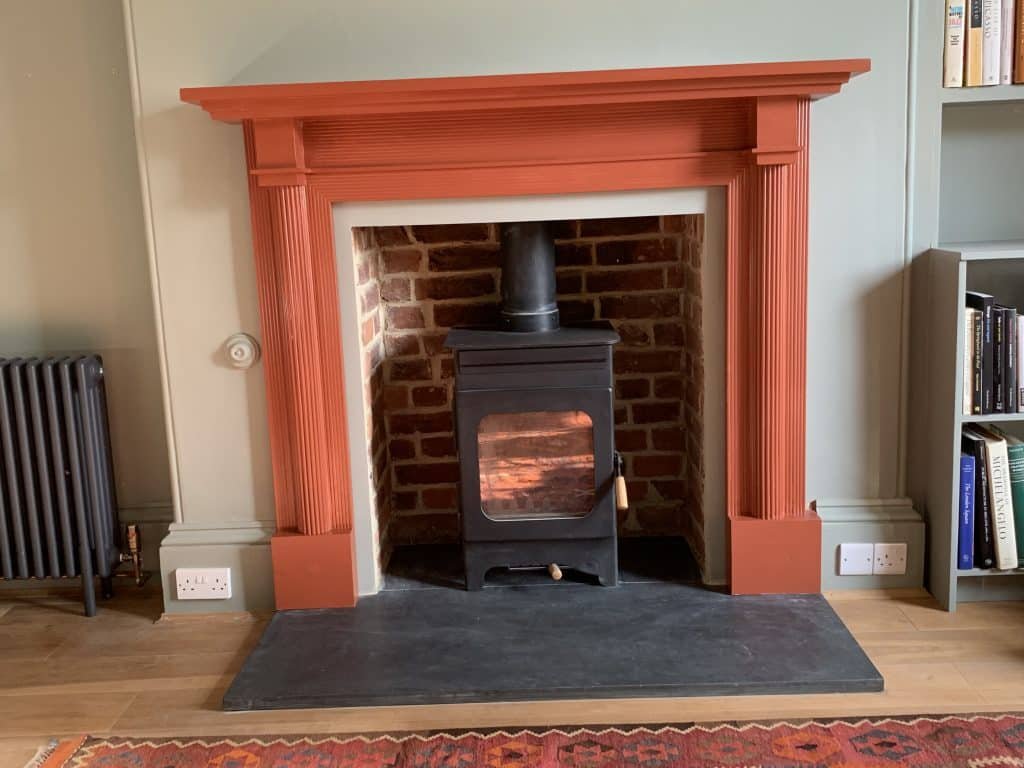 Fire place renovation in Exeter with wood burner and surround