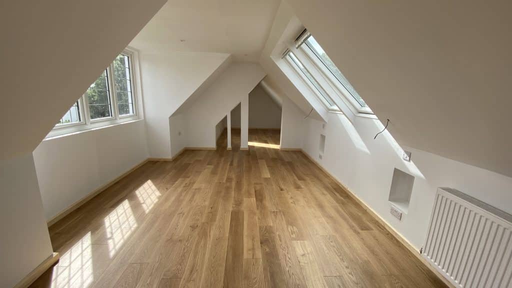 Loft conversion with a engineered oak floor in Exeter