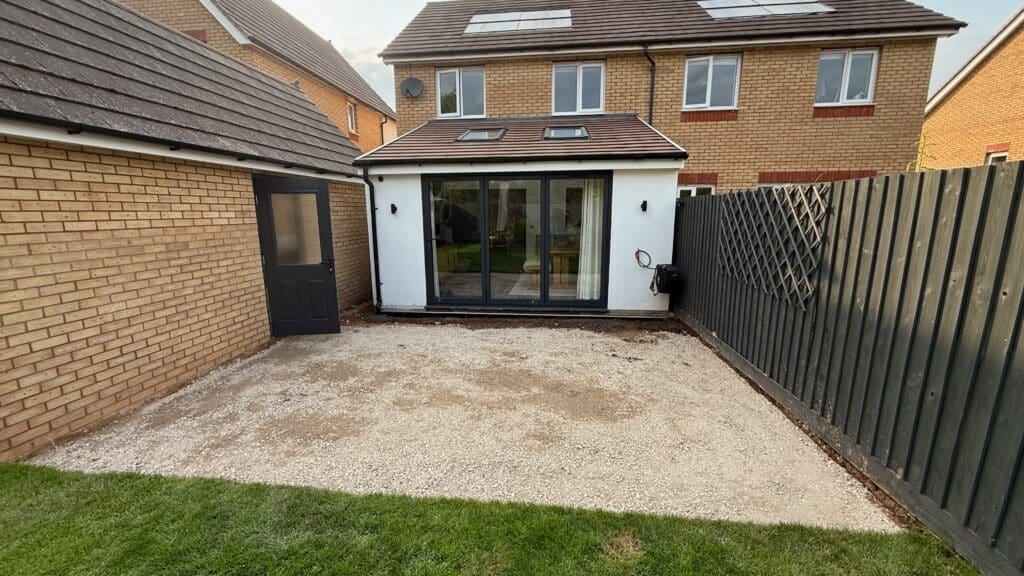 Patio sub base and compacted Exeter Prep