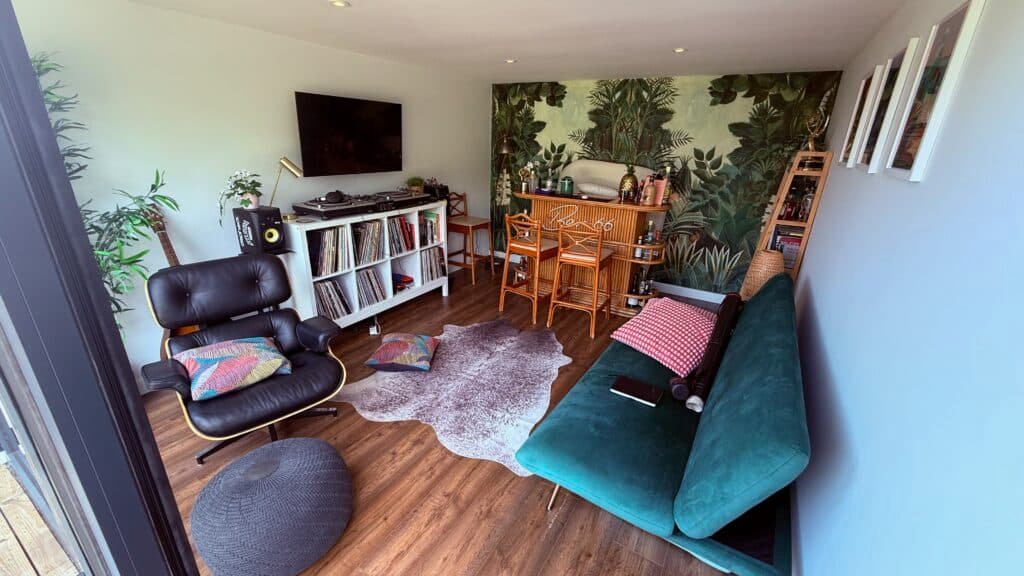 Garage conversion into a bar and day room