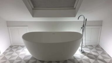 Home Modern roll top bath and tile